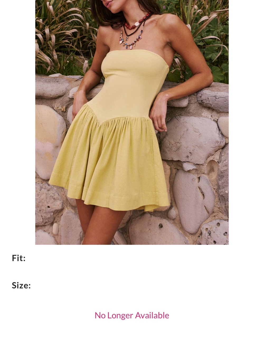 Free People Strapless Lemon Yellow Mini Dress